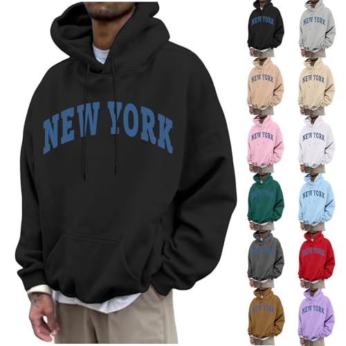 New York Sweatshirts Hoodies Men's Crew Neck Letter Graphic Hoodie Relaxed Fit Long Sleeve Pullover Tops4