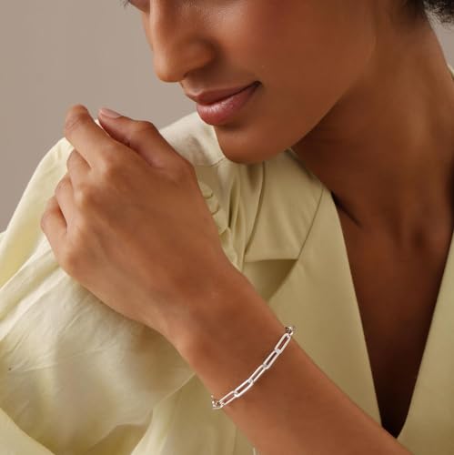 LeCalla Pure 925 Sterling Silver Italian Paperclip Link Chain Bracelets | Gold Over Silver Paper-Clip Link Station Bracelet | Sliding Bolo Bracelet for Women4