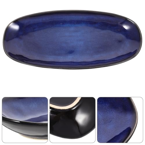 Plato cerámico azul para sushi y aperitivos miniatura 7