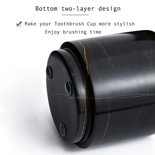 Jimei Natural Smooth Real Marble Toothbrush Holder For Bathroom & Countertops Organizer Makeup Brush Holder Black #TOP4