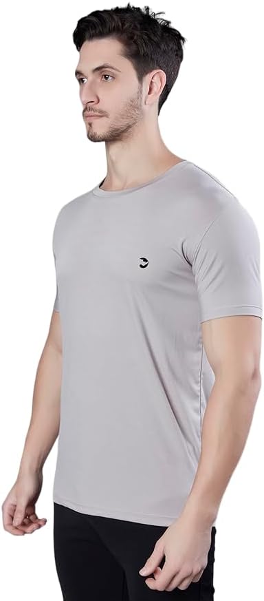 Men's Round Neck Solid Regular Fit Sports T-Shirts | Half Sleeve Quick Dry Fit Workout, Gym Tshirt for Men | Sweat Wicking T-Shirt