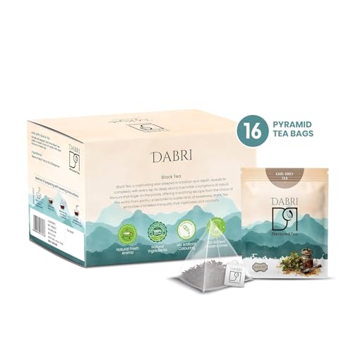 Image of Dabri Earl Grey Black Tea 32 Pyramid Dip Tea Bags Combo |Pack of 2 x 16 Tea Bags Each |Premium Black Tea With Pure Natural Bergamot Extract |Refreshing and Hydrating |No Preservatives |Garden to Cup