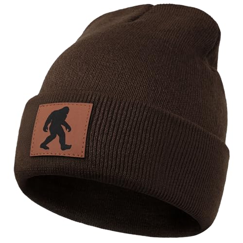 Image of Bigfoot Beanie for Men - Sasquatch Hat Winter Knit Cuffed Beanie for Women - Bigfoot Gifts for Christmas & New Year