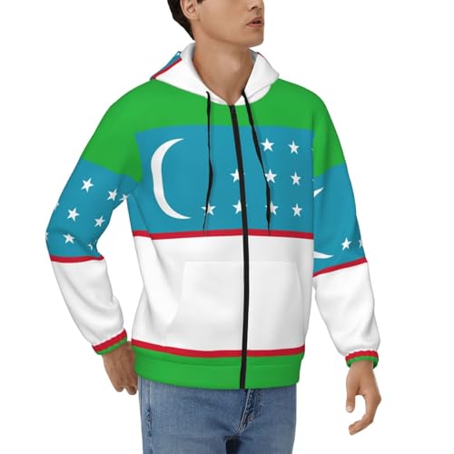 Sweat à capuche Ouzbékistan veste zippée thermique coupe ample pour homme