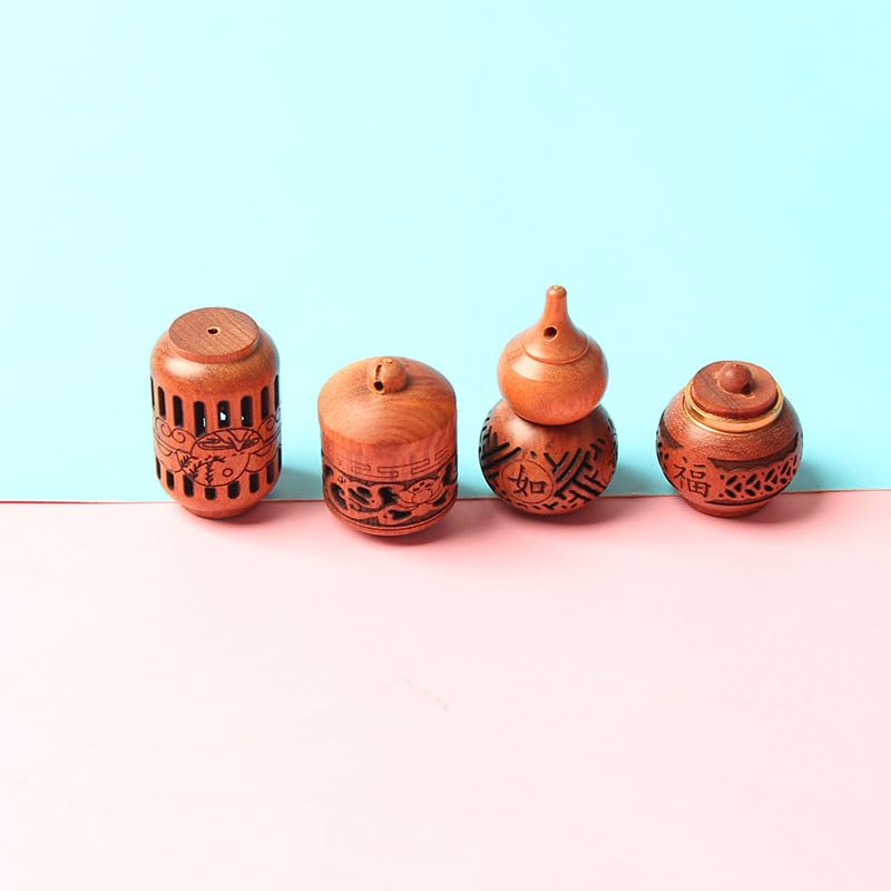 4 piezas mini botellas de madera talladas a mano miniatura 7