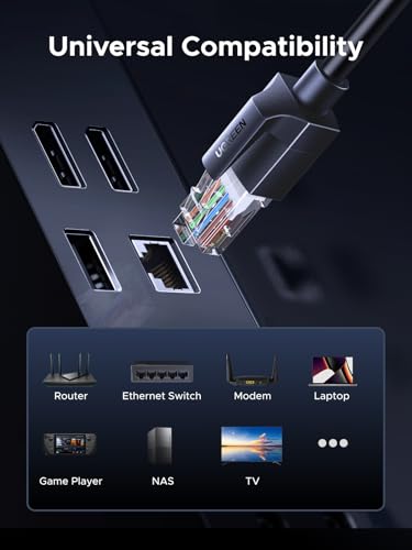 Image of UGREEN Ethernet Cable, Cat 6a Ethernet Cable 10Gbps 500Mhz High Speed U /UTP Network Cable, LAN Cord with RJ45 Connector Compatible with Laptop, NAS Router Switch Modem Faster Than Cat 5a /6 2M