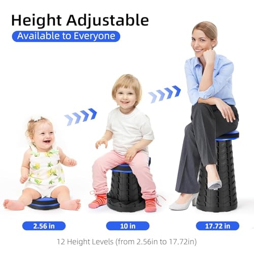 Image of Heavy Duty Collapsible Stool 800 lbs Capacity, Lightweight Portable Folding Stool for Camping, Travel, Camping Fishing Hiking Picnic Garden and Other Outdoor Events (Pcs-1). (Black)