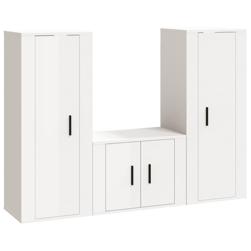 TV-Hängeschränke 3 STK. TV-Ständer Wandmontage TV-Board Fernsehschrank TV-Einheit TV-Möbel für Wohnzimmer oder Schlafzimmer Medienschrank Trendigen und Praktischen Design Hochglanz-Weiß