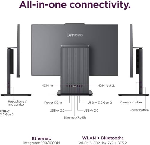 Image of Lenovo IdeaCentre 27 inch Touchscreen All-in-One Desktop Computer • 6-core AMD Ryzen 5 Processor • 16GB DDR5 • 256GB SSD • Office 365 for The Web • Wireless KB&Mouse • Wireless Charging Base • Win 11