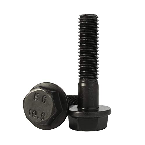 Mellewell M8 x 35mm Flanged Hex Head Bolts Flange Hexagon Screws, Half Thread, Alloy Steel, Black Oxide Finish, Quantity 10