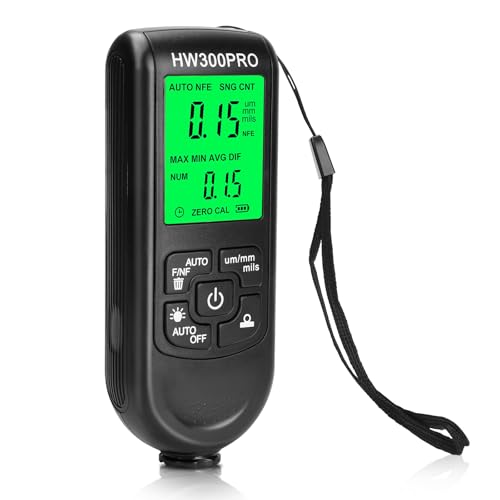 Digitales Schichtdickenmessgerät,Lackschichtenmesser Messbereich 0–2000μm mit Trageschlaufe zur Messung von Metallbeschichtungen und Lackdicken.