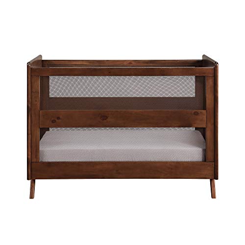 Image of BreathableBaby Breathable Mesh 3-in-1 Convertible Crib (Toddler Bed Kit Sold Separately) — Walnut — Two Adjustable Mattress Heights — Greenguard Gold Certified