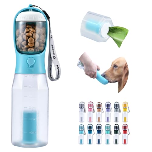 Cibaabo Dog Water Bottle with Food Container & Poop Bag Holder, Travel Water Bowl, Portable Pet...