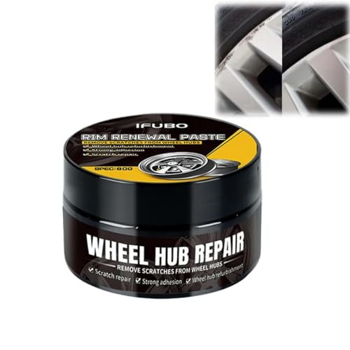 Pasta per riparazione graffi ruote auto, formula 80 g con spugna per una facile rimozione e ripristino dei graffi sulla superficie del mozzo (1 pz)