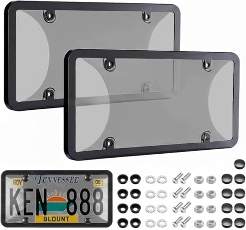 License Plate Protector 2PCS, Clear License Plate Cover & Frames,