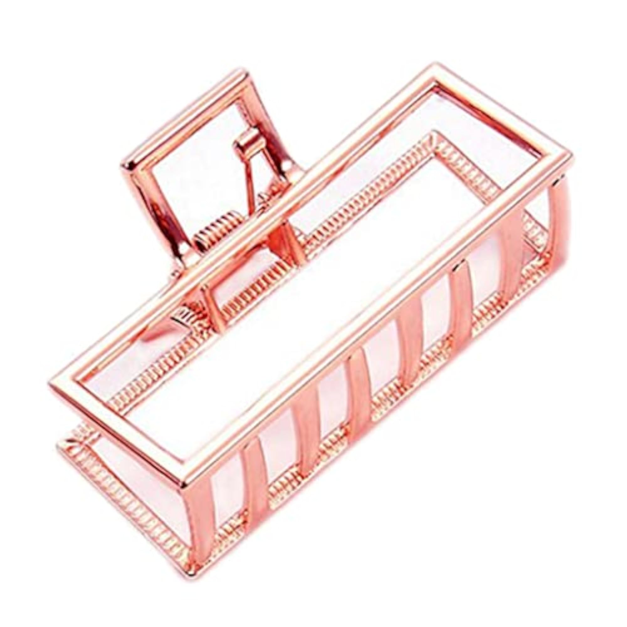 2x Ladies Rectangle Rose Gold Jaw Clamp Clips