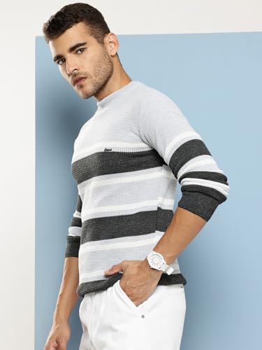 Image of Aarika Mens Winter Wear Cream Colour Solid Woolen Sweater