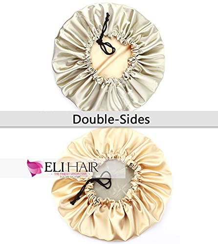 Image of Stain Bonnet Silk Sleep Cap Adjustable Satin Cap for Night Sleeping Hair Bonnet Reversible Double Layer