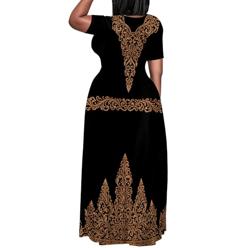 Image of PinkPatty Plus Size Maxi Dress for Women Summer Casual Short Sleeve Tshirt Dresses with Pockets (XL-6XL)