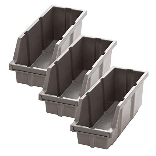 Seville Classics Medium Commercial-Grade NSF (3-Pack) for Bin Rack Storage System, Gray, 3 Count