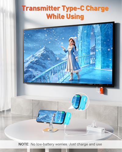 Image of 2027 New Type-C Wireless HDMI Transmitter and Receiver 328FT /100M, Extender 4K Decode Input to 1080P@60Hz Output, Plug&Play Portable 5.8G /2.4G Video /Audio from Phone /Laptop /PC to Monitor, Projector