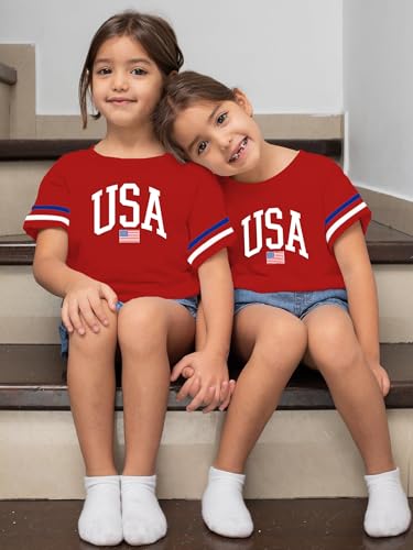 Image of Ithalt Toddler Boys Girls American Flag Shirts 4th of July Tshirt Kids USA Patriotic Tee Independence Day Outfit(3-7y)
