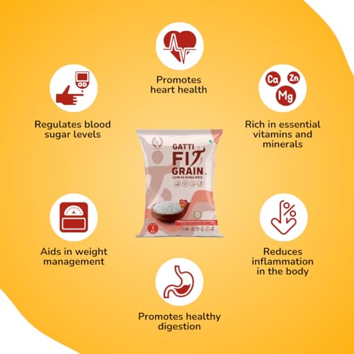 Image of Gatti Fit Grain: Low GI Sona Rice - 1 Kg | Diet & Diabetic Friendly | Ideal Choice for Diabetics & Weight Management for Health-conscious Individuals | Certified Low Sugar Rice | Clinically Certified