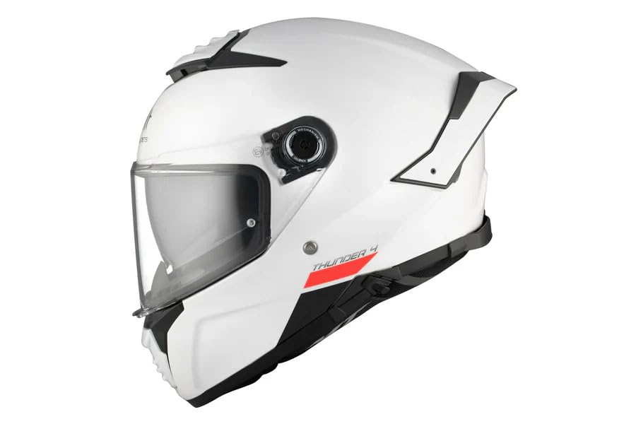 Casco MT Thunder 4 SV – Casco Moto Integral con Visor Solar Full Vision, Pantalla Antivaho Compatible con Pinlock, Interior Lavable y Calota HIRP | Homologado ECE 22.06 & Dot Blanco Brillo Talla M