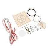 Pssopp Kit de Llavero de Aro de Bordado, Materiales de Manualidades de Madera Livianos para Principiantes, Actividad Creativa para e Hijos con Set de Inicio con Todo Incluido