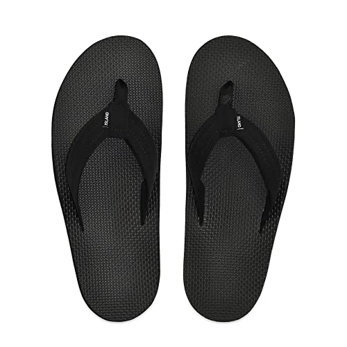 Island Slipper MAUKA Men's Ultrasuede Rubber Sandal (6, BLACK)