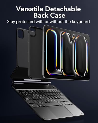 ESR iPad Pro 11 Zoll (M5/M4, 2025/2024) Hülle mit Tastatur, Tastaturhülle mit einzustellendem Magnetständer, Hoch-/Erhöhter Modus, abnehmbare Schutzhülle, Rebound 360 Serie, Schwarz 5
