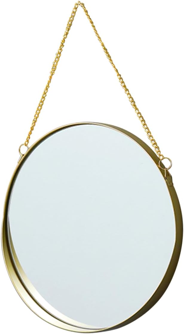 minkissy Gold Frames 1pc Wall-Mounted Wash Mirror Decorative Dressing Mirror Gold Frame Framed Round Hanging Large Antique Frames Brass Round Art Vintage