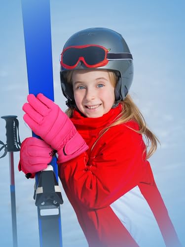 Image of SATINIOR 2 Pairs Kids Waterproof Winter Snow Gloves Ski Gloves for Boy Girl Outdoor Warm Thickening Snowboard