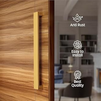 LAPO 12 inch Stainless Steel Door Handle for Main Door, Wooden & Glass Door Pull Push Handle, Main Door Handle for All Door (Hole to Hole Size 300 mm,Pack of 1) Gold-PVD Finish | 3 Years Warranty