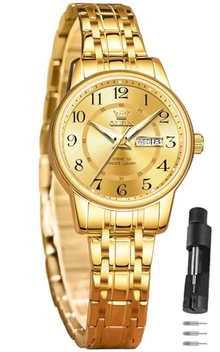 Image of OLEVS Watch Women Two Tone Watches for Women with Date Dress Womens Watches for Small Wrists Luxury Easy Read Women's Watch Waterproof Blue /Black /Gold /Silver Dial Reloj para Mujer