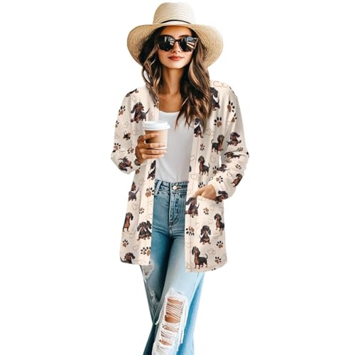 Cardigan Jacket with Pockets Open Front Jacket Coat, Fashion Outerwear Long Sleeve Outerwear