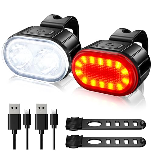 Luci Bicicletta Kit, Luci Anteriore e Posteriore per Bicicletta a LED, USB Ricaricabile IPX5 Impermeabili 4+6 Modalità,Disponibile per Uomini Donne, Bambini e Biciclette da Montagna e da Strada.