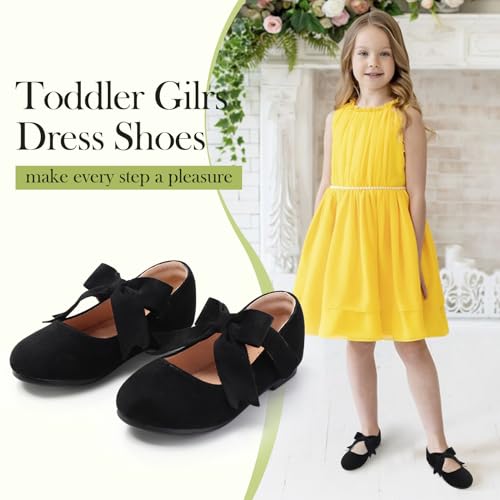 Girls Mary Jane Flats - Soft Round Toe Dress Shoes with Non-Slip Soles | Cute Bow Ballet Flats for Weddings, School, Parties (Toddler/Kids Sizes)3