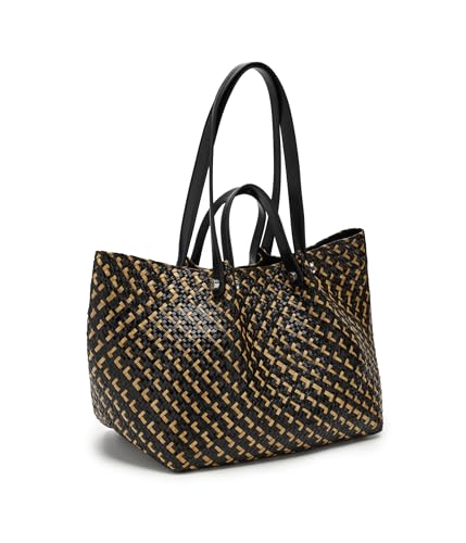 Bolso Tote de paja AllSaints Allington negro/natural miniatura 3