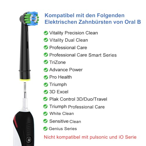 16 Stück Precision Clean Aufsteckbürsten Kompatibel mit Oral B Elektrische Zahnbürsten, Schwarz 6
