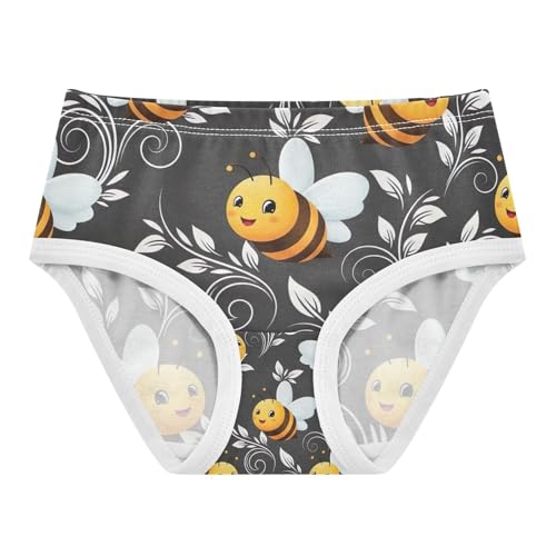 Cute Cartoon Bees White Wings Toddler Girls Panties, Kids Underwear, 2T–8 Years
