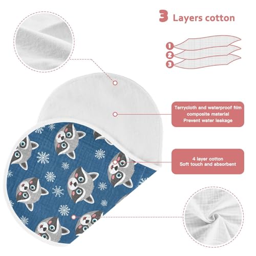 2 Pack Muslin Burp Cloths Raccoon Dark Blue Cotton Baby Burp Cloths Ultra Soft Burping Cloth Absorbent Spit Up Rags for Newborn Boys Girls, Large 22" x 11"3