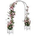 Garden Arch Trellis for Climbing Plants Outdoor 8.2 Ft Metal Arch Trellis Garden Arbors Arched Trellis with 2 Planter Boxes, Wedding Arches Backdrop Stand for Ceremony Party Backyard Decoration, Black