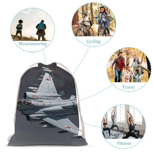 Jet Fighter Drawstring Backpack Gym Bag Lightweight Sackpack Gift for Hiking Travel Beach Shopping3