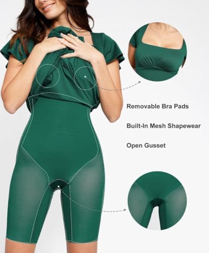 Image of Popilush Formal Dresses for Women - Built in Shapewear Bra Square Neck Short Sleeve A-Line Flowy Midi Wedding Guest Dress