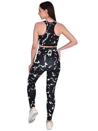 Image of SSoShHub Tights Top High Waist Stretchable Gym Tights and CropTop Bra Gym wear /Active Wear Tights Yoga Pants Zumba /Dance Womens Workout Tights and Top Stretchable Workout set
