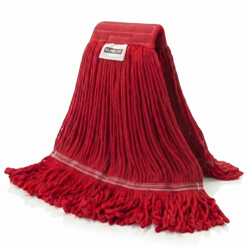 Image of 1 Pack 20.5 oz Cotton String Mop Head, Heavy Duty Red Replacement Mop Refill, Machine Washable for Commercial Industrial Floor Cleaning (Red)