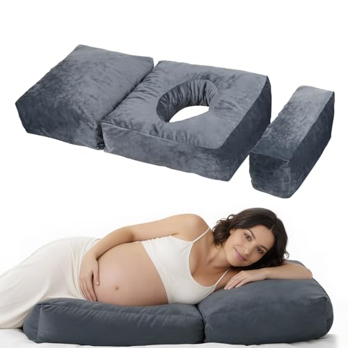 Pregnancy Pillows for Sleeping 45.3 Inch Pregnancy Massage Pillow Full Body Pillow with Removable Cover & Leg Pillow Support for Back Legs Belly HIPS for Pregnant Women (Grey)