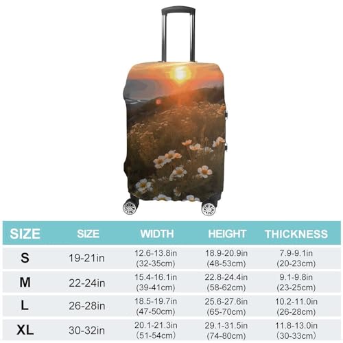 Sunset And Flowers Luggage Cover Dustproof Suitcase Cover Elastic Washable Travel Luggage Protector Suitcase Protector Stretch Baggage Protector for 19-32 Inch Luggage S2