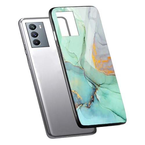 Image of COLORflow Back Cover Compatible with iQOO 9 SE 5G | Green Marble | Shockproof TPU Bumper Cover with Camera Protection Back Cover Compatible with iQOO 9 SE 5G
